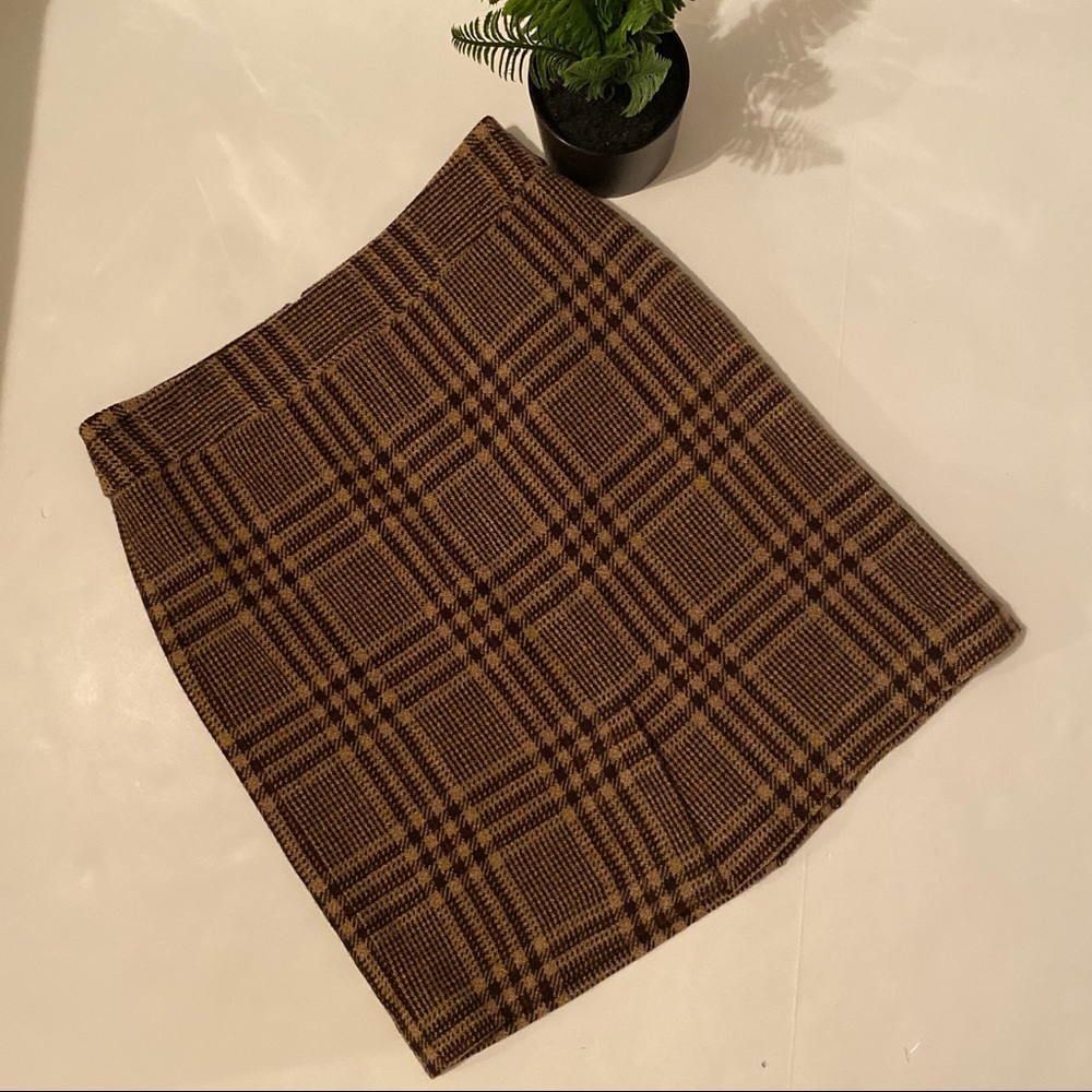 Ann Taylor Brown Plaid Pencil Skirt